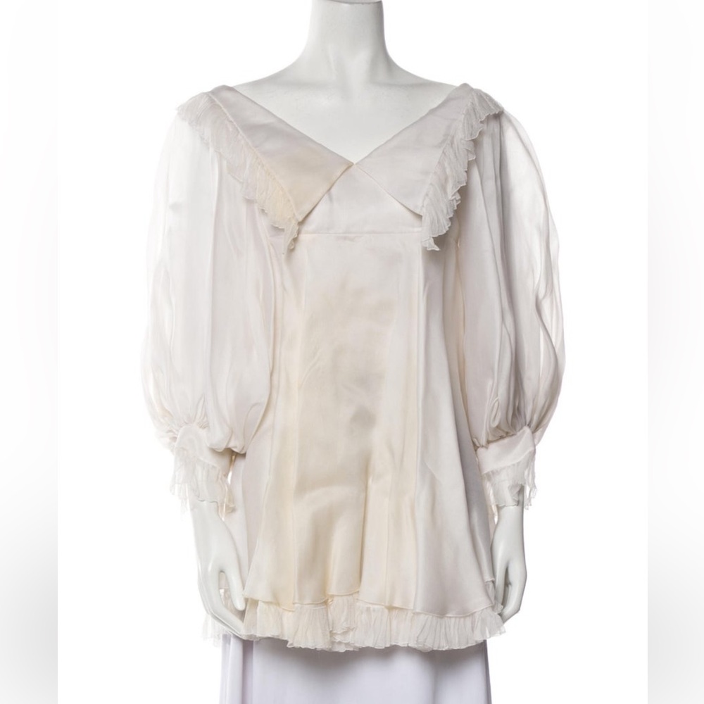VINTAGE Dior Cream Blouse with Flowing Sleeves